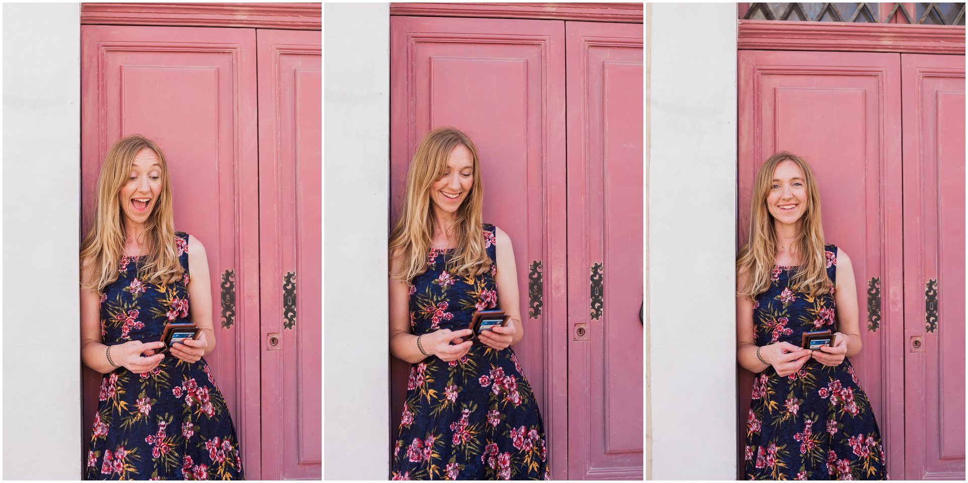 Mdina destination brand photography, Malta pink door, Laura from Tell My Story, image by London brand photographer and destination brand photographer AKP Branding Stories