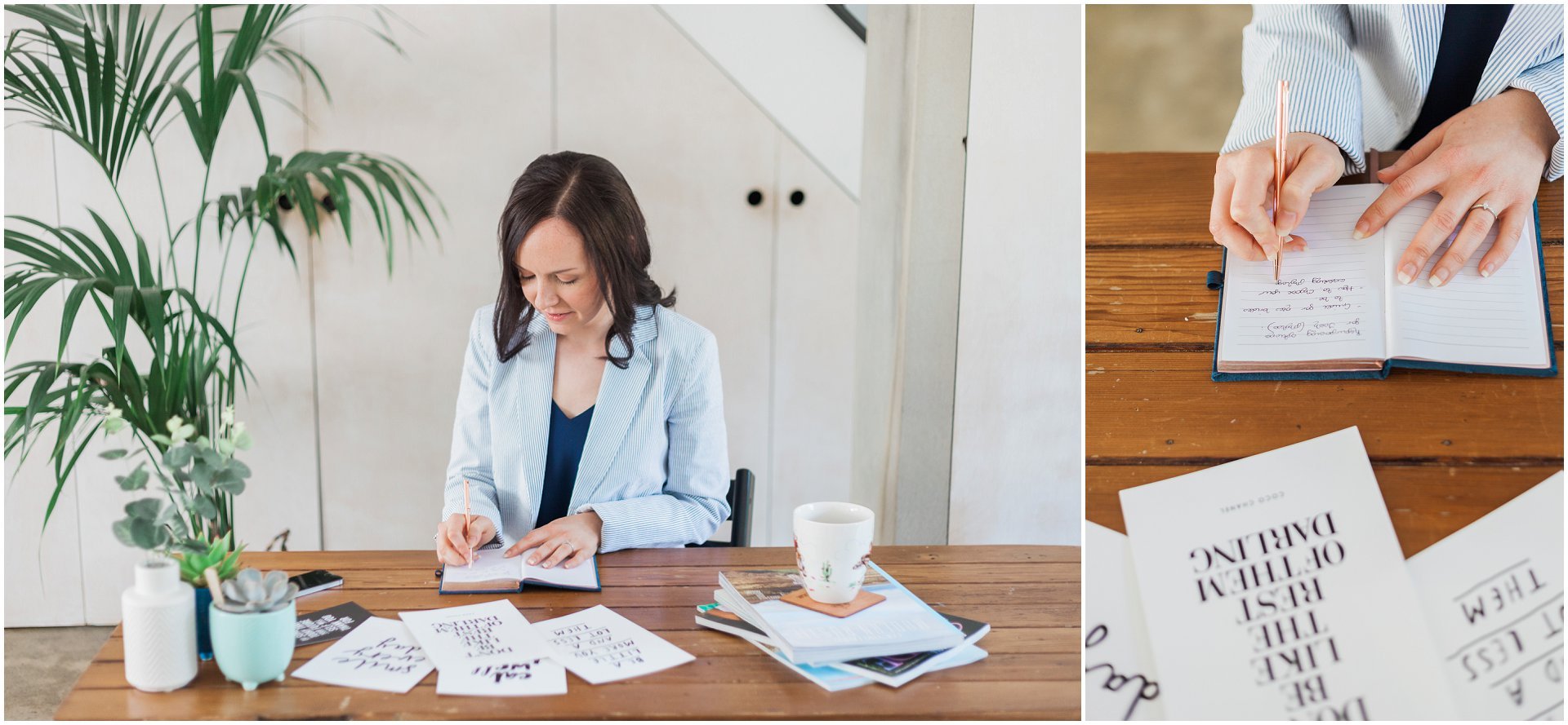 mini brand session with Erin Spurling at home with notepad, image by AKP Brand Photographer AKP Branding Stories