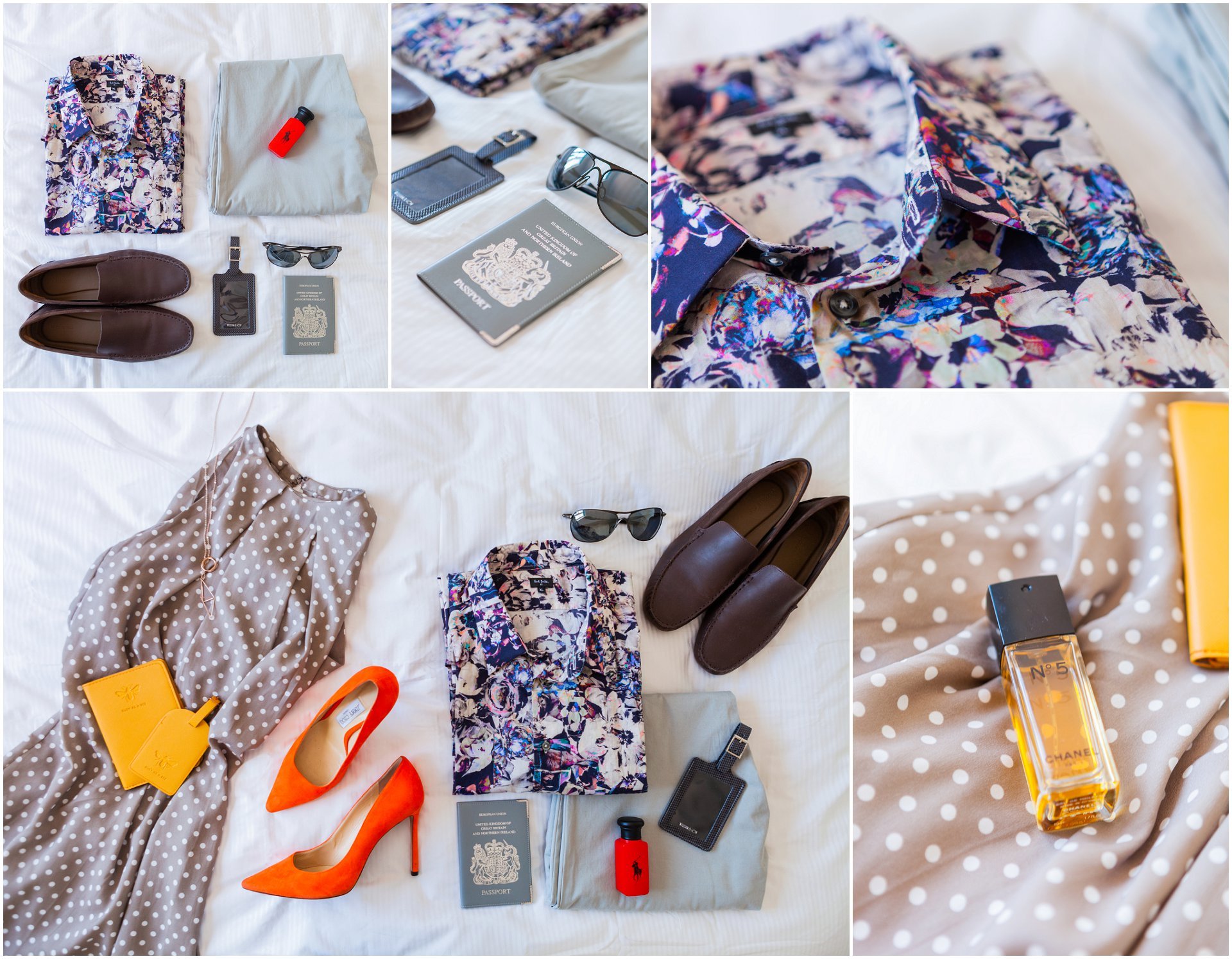 honeymoon travel outfits for Mr and Mrs - stlyed product photography - Lonodn brand photography AKP Branding Stories