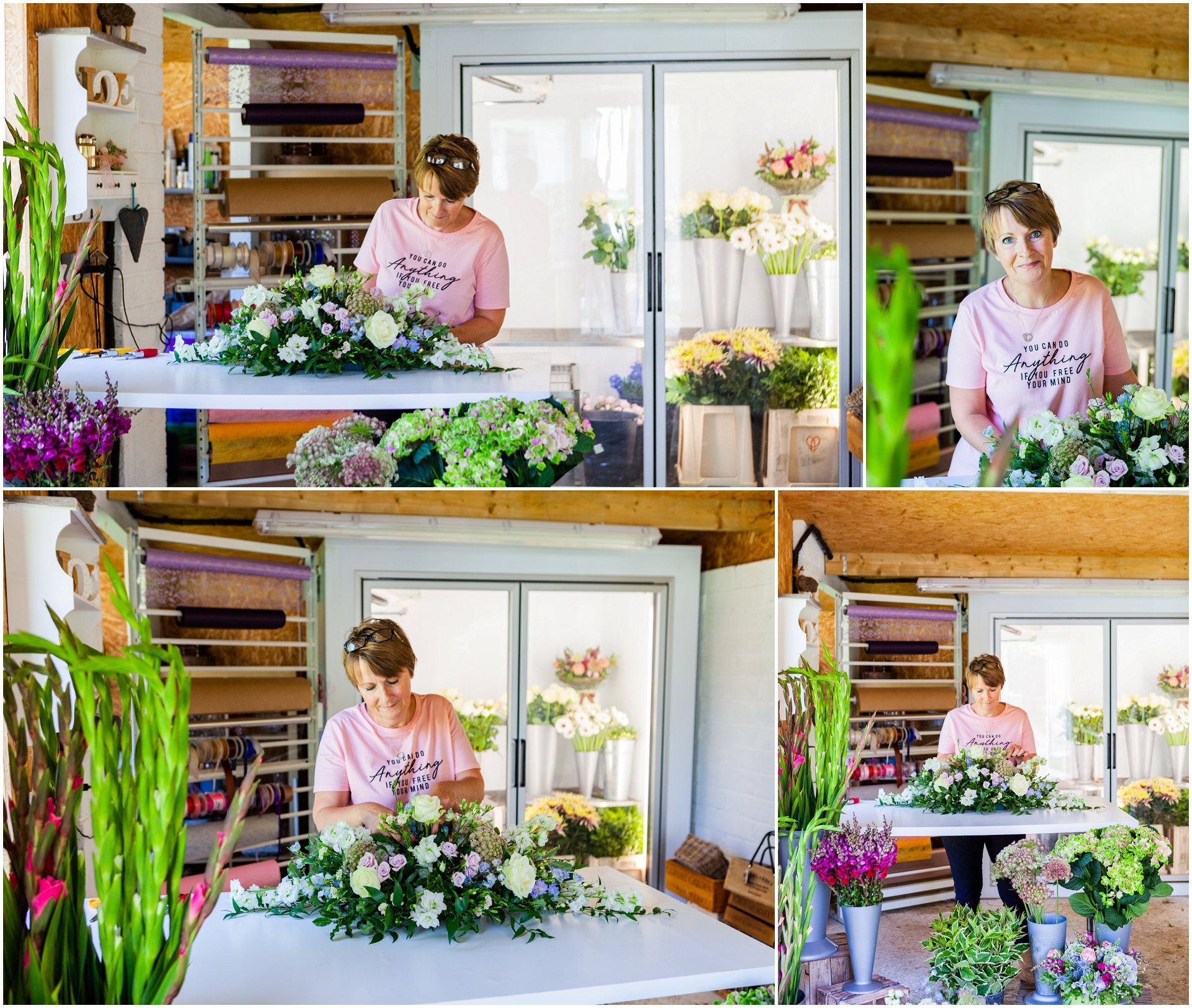 A brand shoot with florist Blooms by Julie creating a funeral spray arrangement. Images by London brand photographer AKP Branding Stories