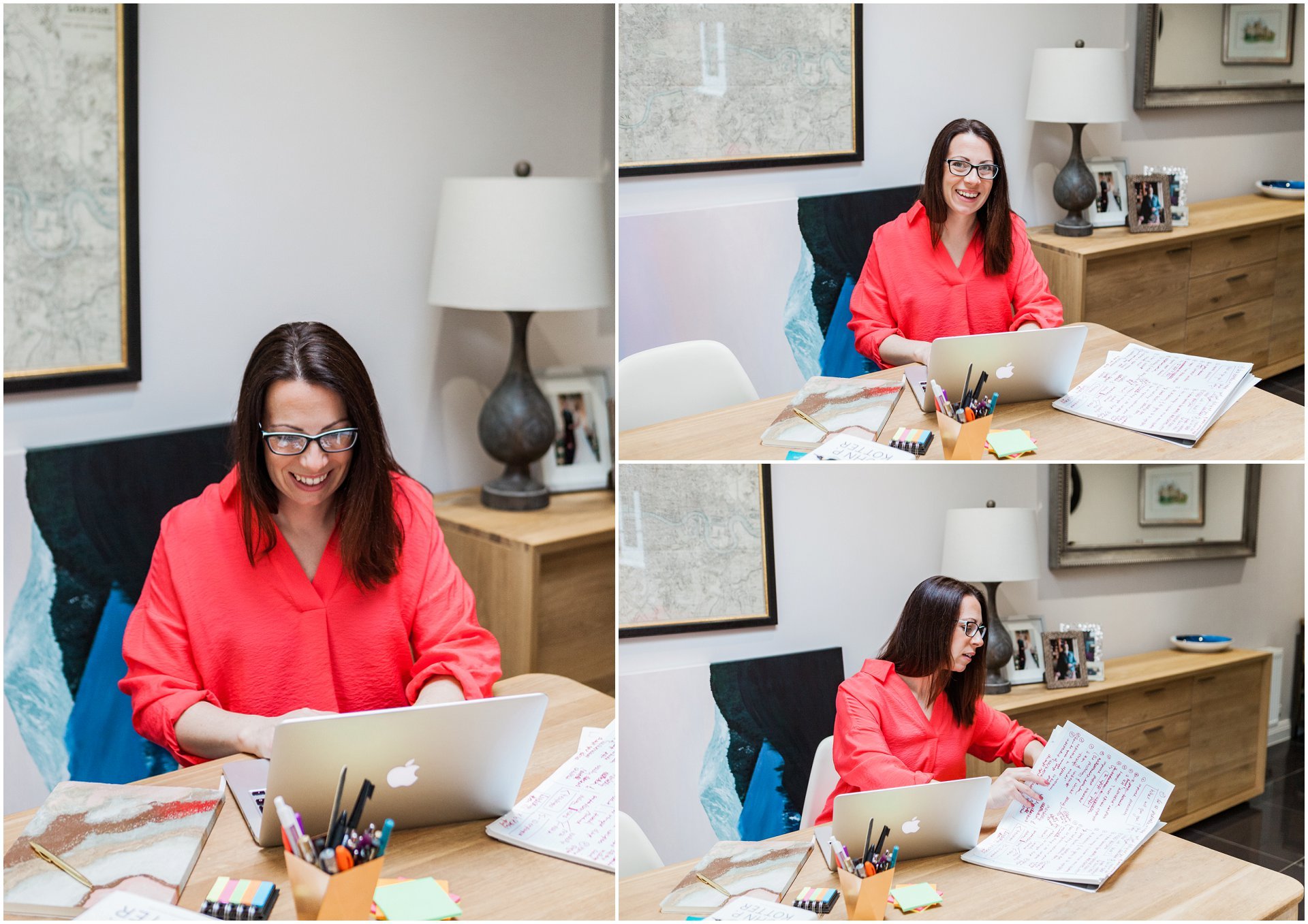 Working from home with Katherine Allan on her personal brand shoot in London.  Images by AKP Branding Stories