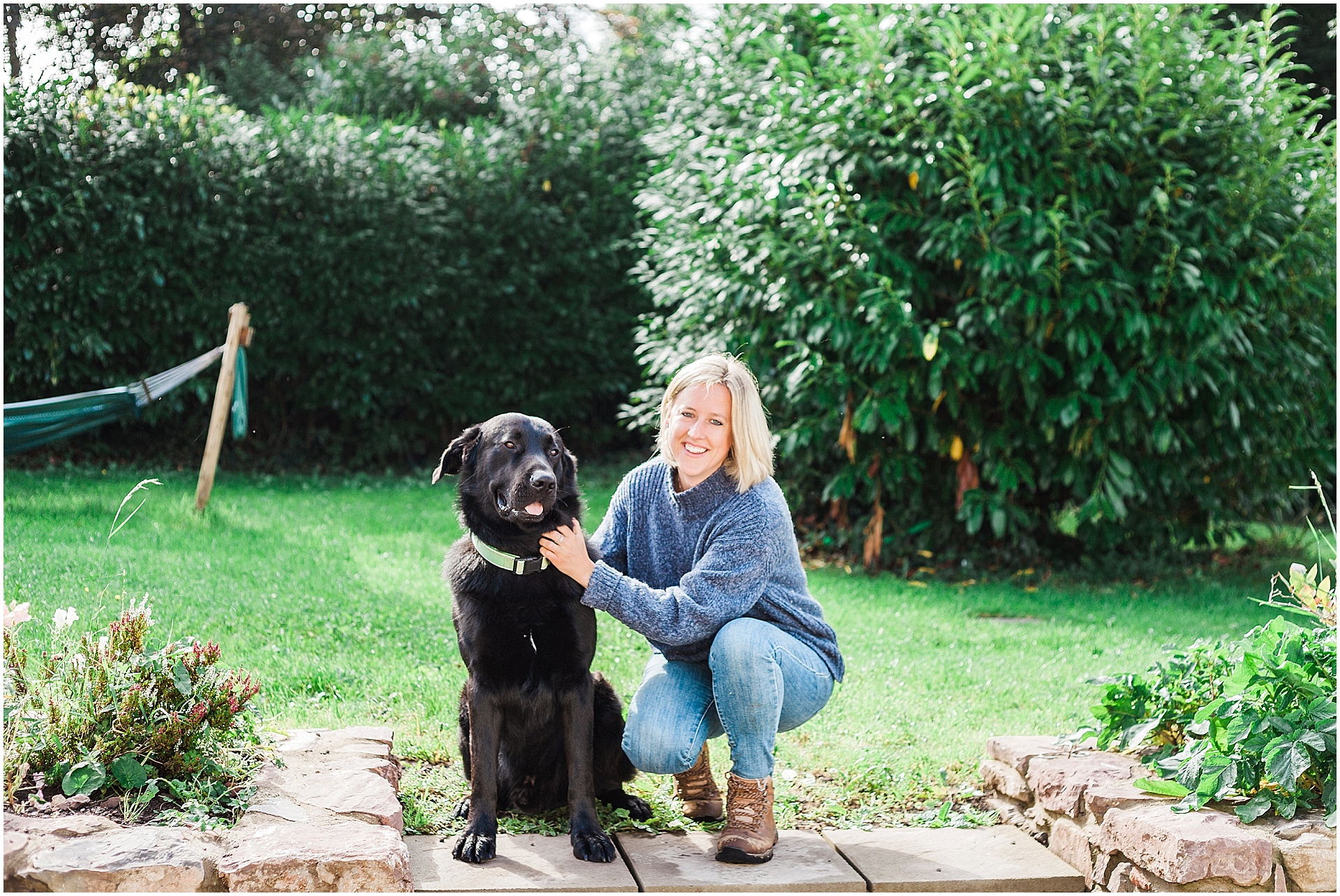 Kirsty Knight with her dog on a brand shoot, taken by London branding photographer AKP Branding Stories