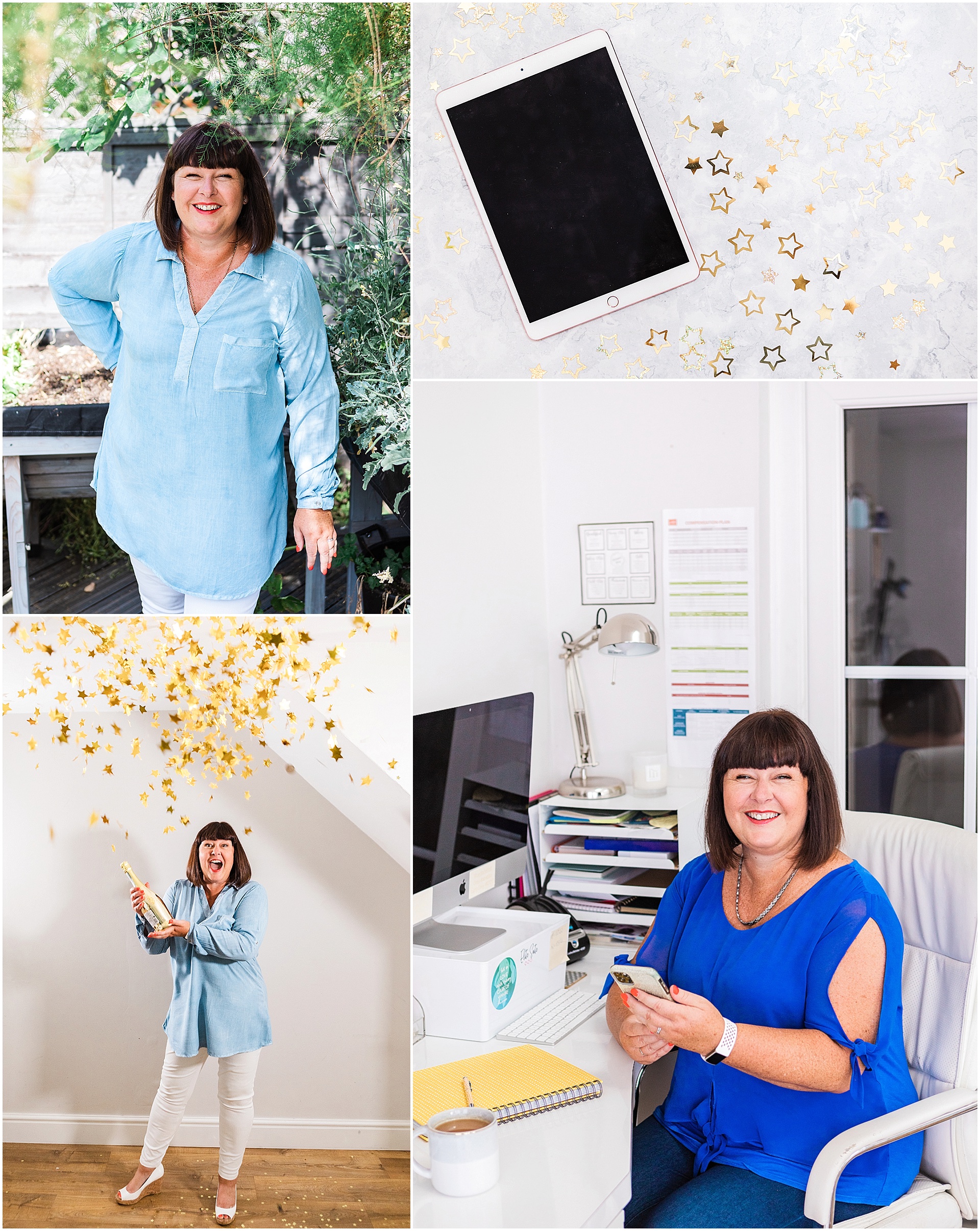 Natalie OShea working and celebrating at home for her new business. Images by London brand photographer AKP Branding Stories