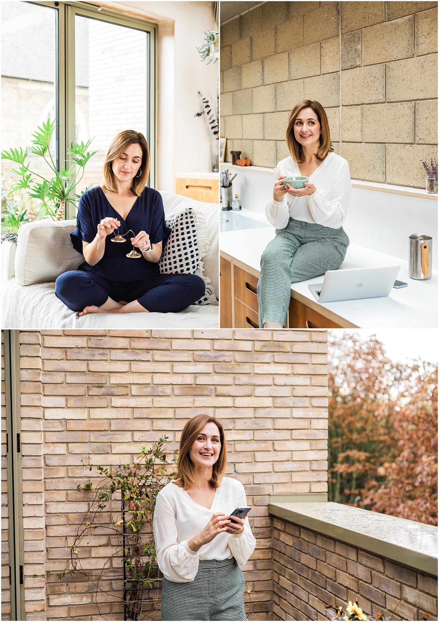 Brand shoot of sleep expert Holly in a shoot house in London. Images by London brand photographer AKP Branding Stories